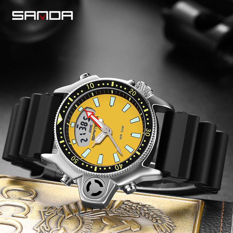 SANDA品牌欧美热销手表多功能计时日历腕表 青少年户外运动电子表