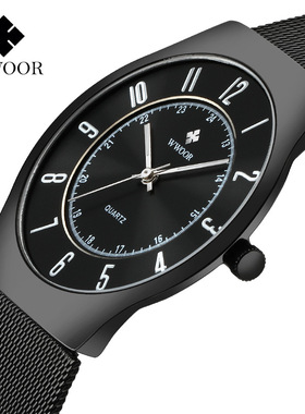 握爱wwoor8829男士手表网带石英夜光表数字表面手表厂家直销