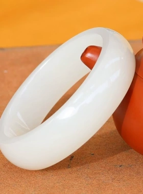 羊脂白玉手镯山料老坑