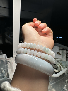 天然缅甸翡翠A货算盘珠手串时尚 清新夏日好物一串32颗卡6.7大