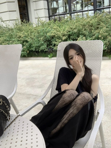 GGQSDZ 秋季新品蕾丝刺绣拼接垂感高腰松紧弹力破缝直筒裤女
