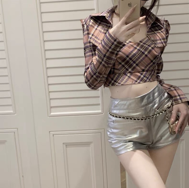 GGQSDZ 【s1p冰川银皮裤】夏季新款皮短裤女高腰显瘦百搭热裤,女装/女士精品,皮裤,淘宝优惠券,粉丝福利购,淘宝优惠卷