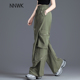 阔腿运动宽松冰丝休闲裤 清仓军绿色速干工装 夏季 薄款 裤 女2026新款