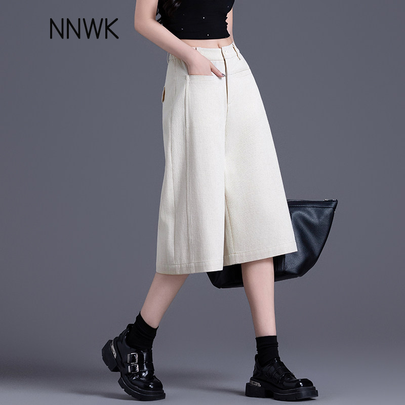 六分裤七分阔腿牛仔裤女夏季薄款米白色短裤高腰宽松棉麻直筒中裤,女装/女士精品,牛仔裤,淘宝优惠券,粉丝福利购,淘宝优惠卷