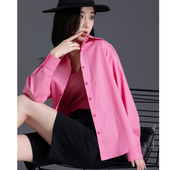 粉红色衬衣女2026新款 高级设计感宽松外套上衣女士衬衫 春秋季 小衫