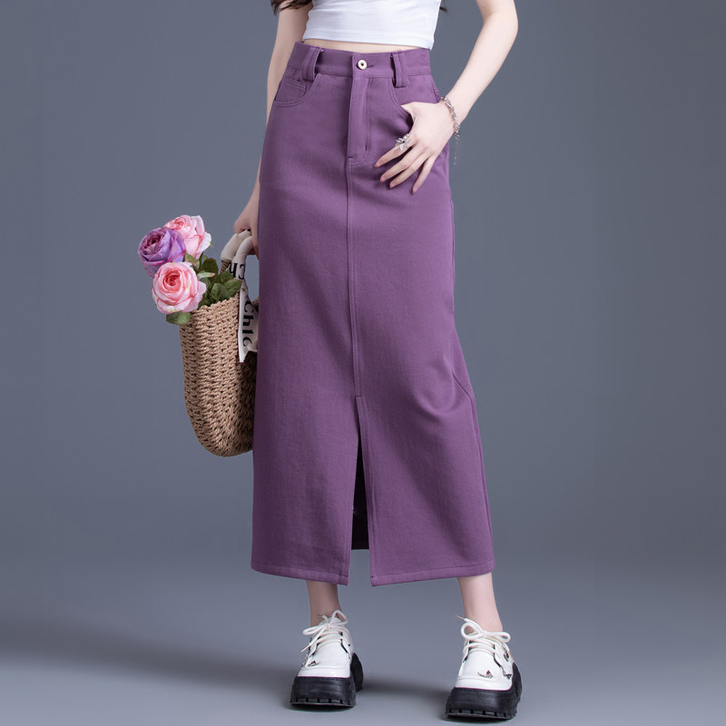 牛仔裙女2025春秋新款包臀紫色小个子开叉显瘦半裙,女装/女士精品,半身裙,淘宝优惠券,粉丝福利购,淘宝优惠卷