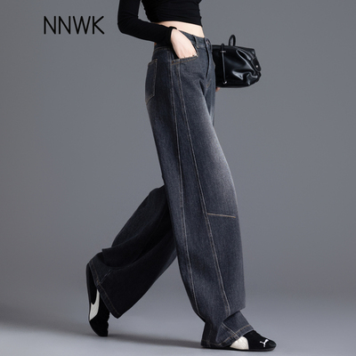 黑色牛仔裤女复古弯刀裤休闲长裤