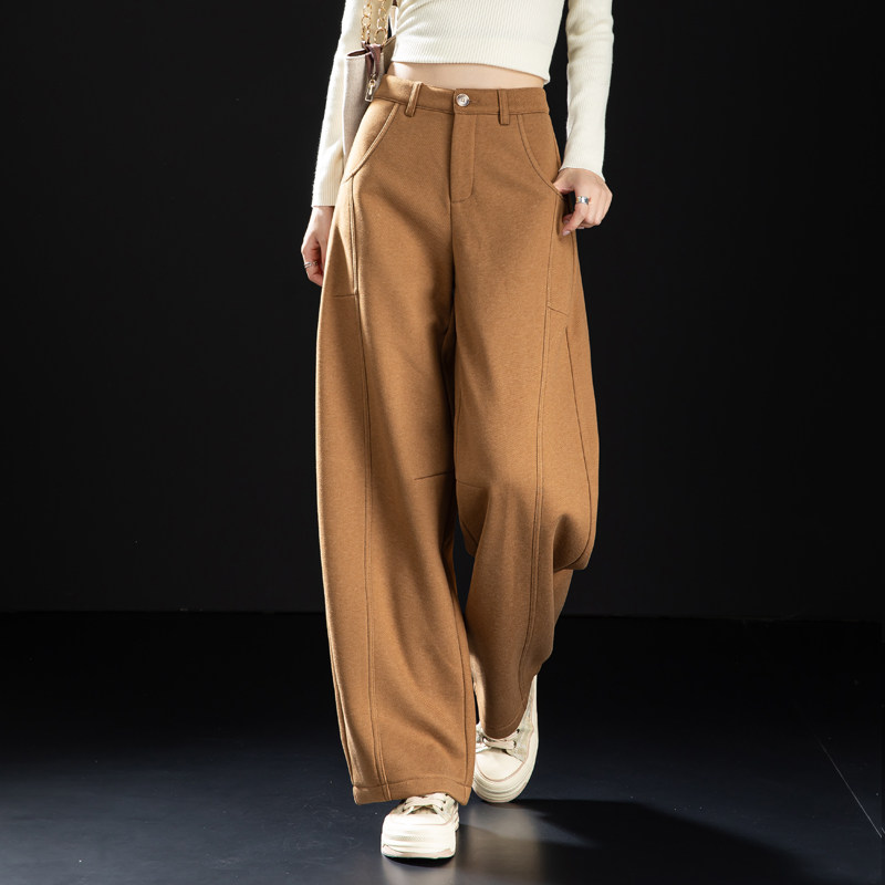 加绒毛呢裤子女2025新款卡其色女裤秋冬加厚休闲裤保暖显瘦弯刀裤,女装/女士精品,休闲裤,淘宝优惠券,粉丝福利购,淘宝优惠卷