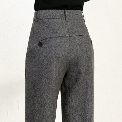 毛呢裤女春秋烟管羊毛裤呢子裤子