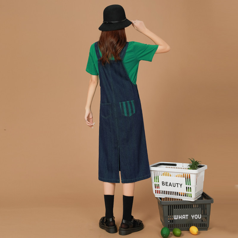 2025新款牛仔背带裙女春秋季a字牛仔裙小个子