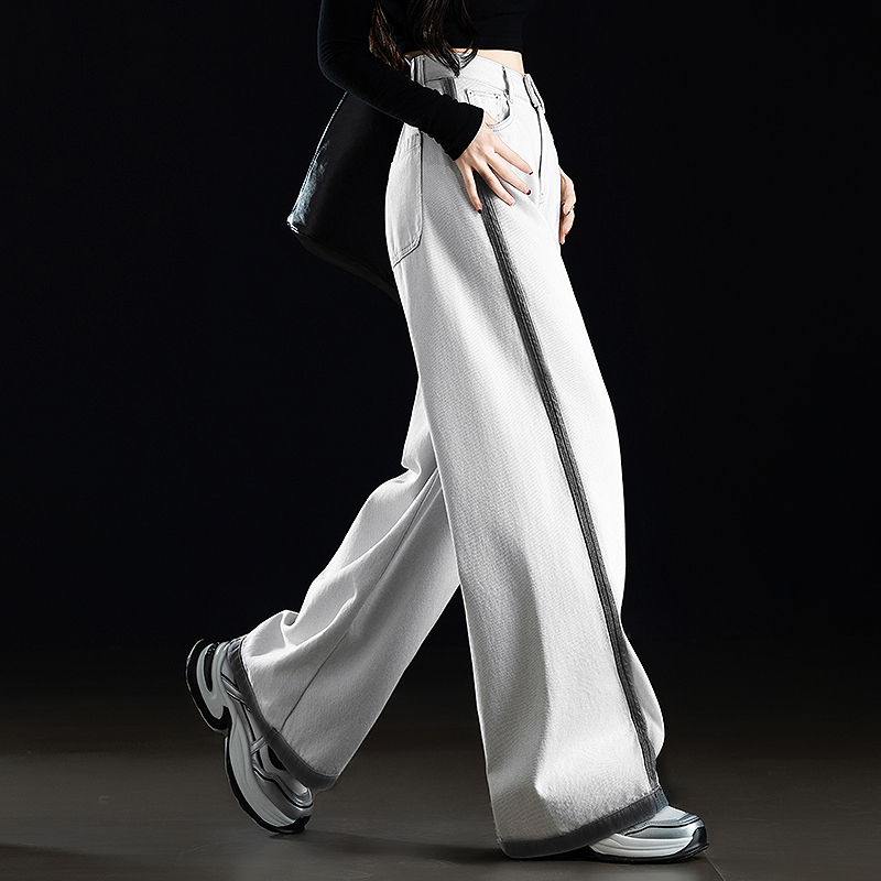 你牛我裤牛仔裤女春秋高腰阔腿裤