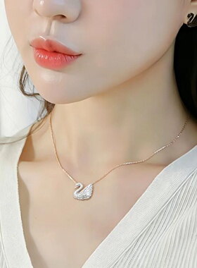 小众设计感黑天鹅锁骨链网红精致气质百搭女生吊坠项链七夕节礼物