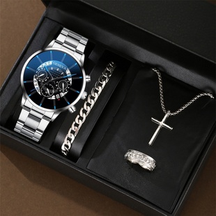 商务休闲高档石英表 手表礼盒装 圣诞节送男友礼物爆款 炫酷帅气男士