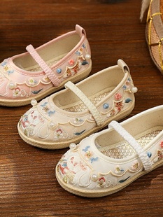 鞋 舞 民族风童鞋 促销 古风古装 女童绣花鞋 中国风儿童汉服鞋 手工布鞋