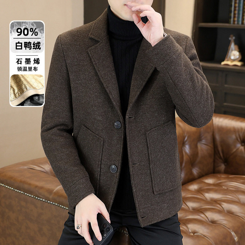 冬季加厚羽绒服男装今年流行青年2025新款商务高级感西服痞帅外套