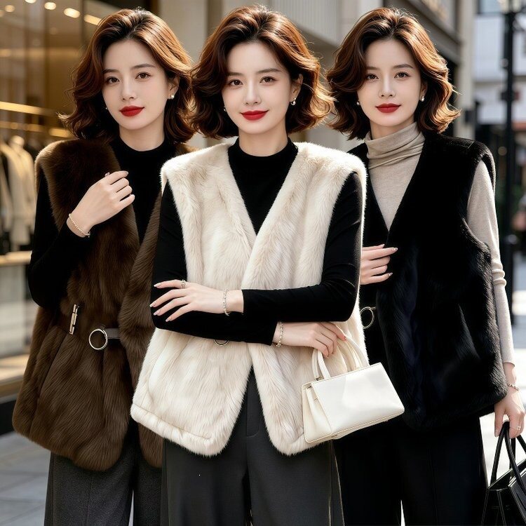 50多岁妈妈2026新款仿水貂绒马甲中年外穿马夹中老年人坎肩外套女