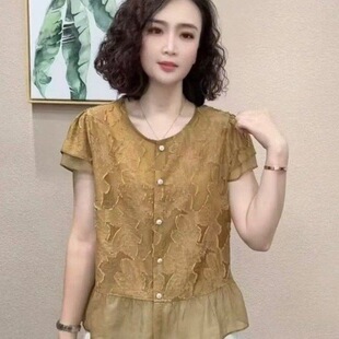 新中式国风妈妈款2026小衫女短袖夏装上衣气质休闲夏天中老年T恤