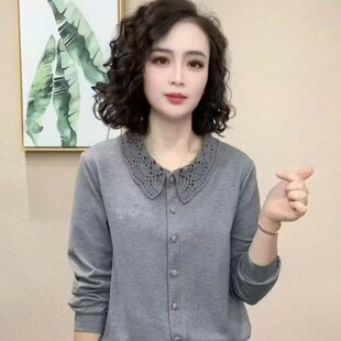秋冬中年妈妈秋装长袖T恤2026新款洋气中老年女装打底小衫上衣女