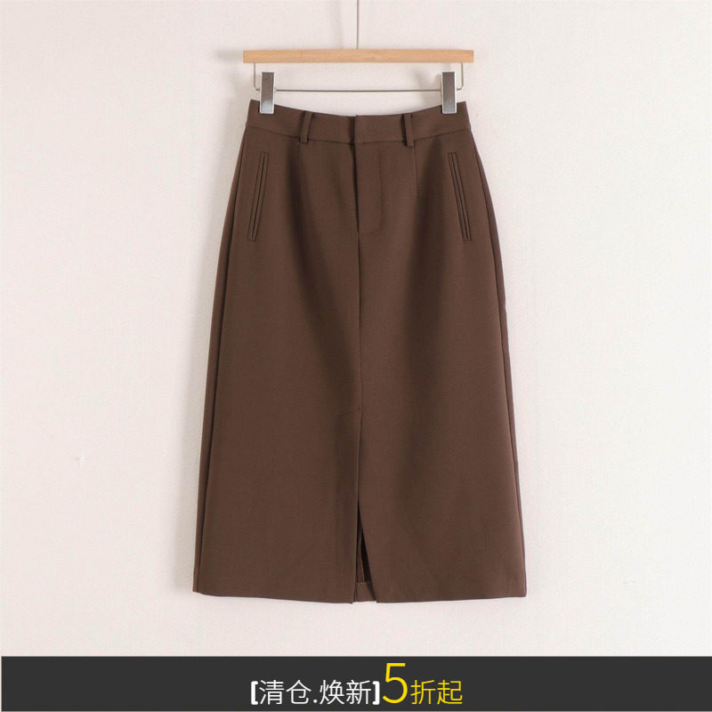 朵系列高腰直筒都市OL通勤正装西装裙上班族竖口袋简约气质半身裙