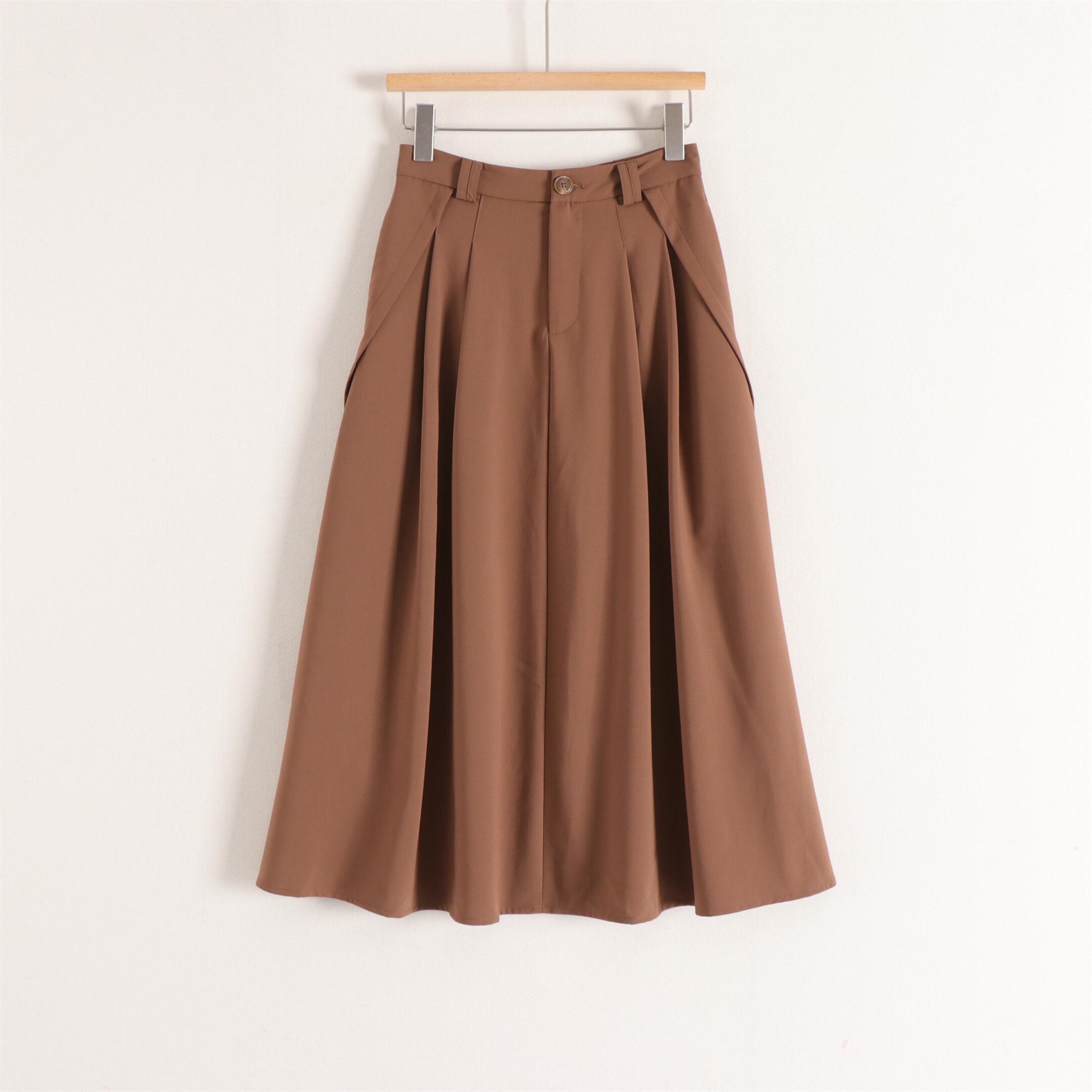 设计感A字伞形大摆美拉德百褶高腰简约百搭OL通勤长裙半裙25秋装