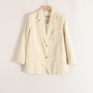 新款 外套女26春装 无龄感极简气质两粒扣直筒ol通勤西装 撤柜 言