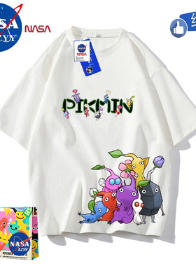 NASA联名皮克敏男女童纯棉短袖T恤夏季卡通精灵pikmin儿童上衣
