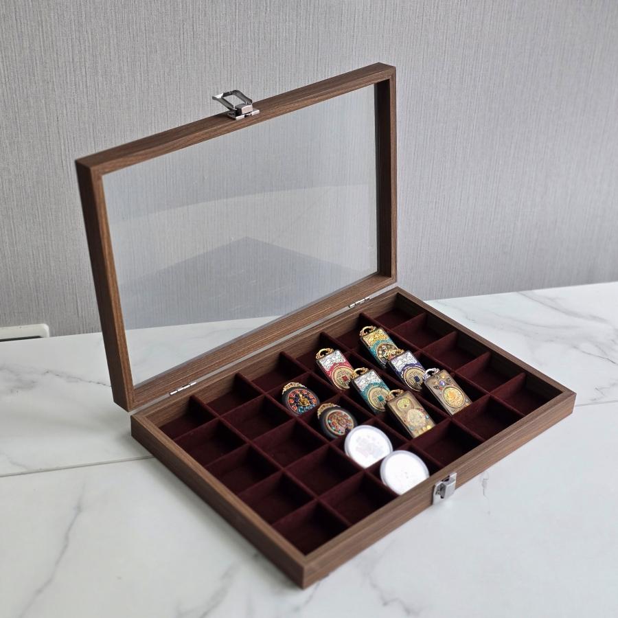 30格扎基拉姆佛牌收藏展示盒子带盖防尘吊坠项链架唐卡收纳盒子