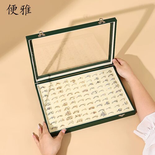 带盖百位戒指展示盒耳环耳钉收纳