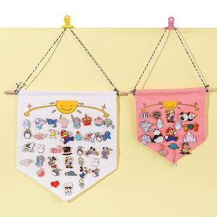 徽章收纳展示布挂墙三角旗玛特jojo迪士尼胸针板胸章校章纪念盒子
