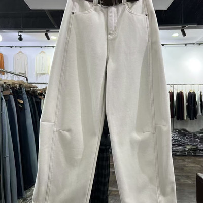 复合绒阔腿牛仔裤女冬季新款高腰宽松显瘦百搭休闲弯刀裤世1.03