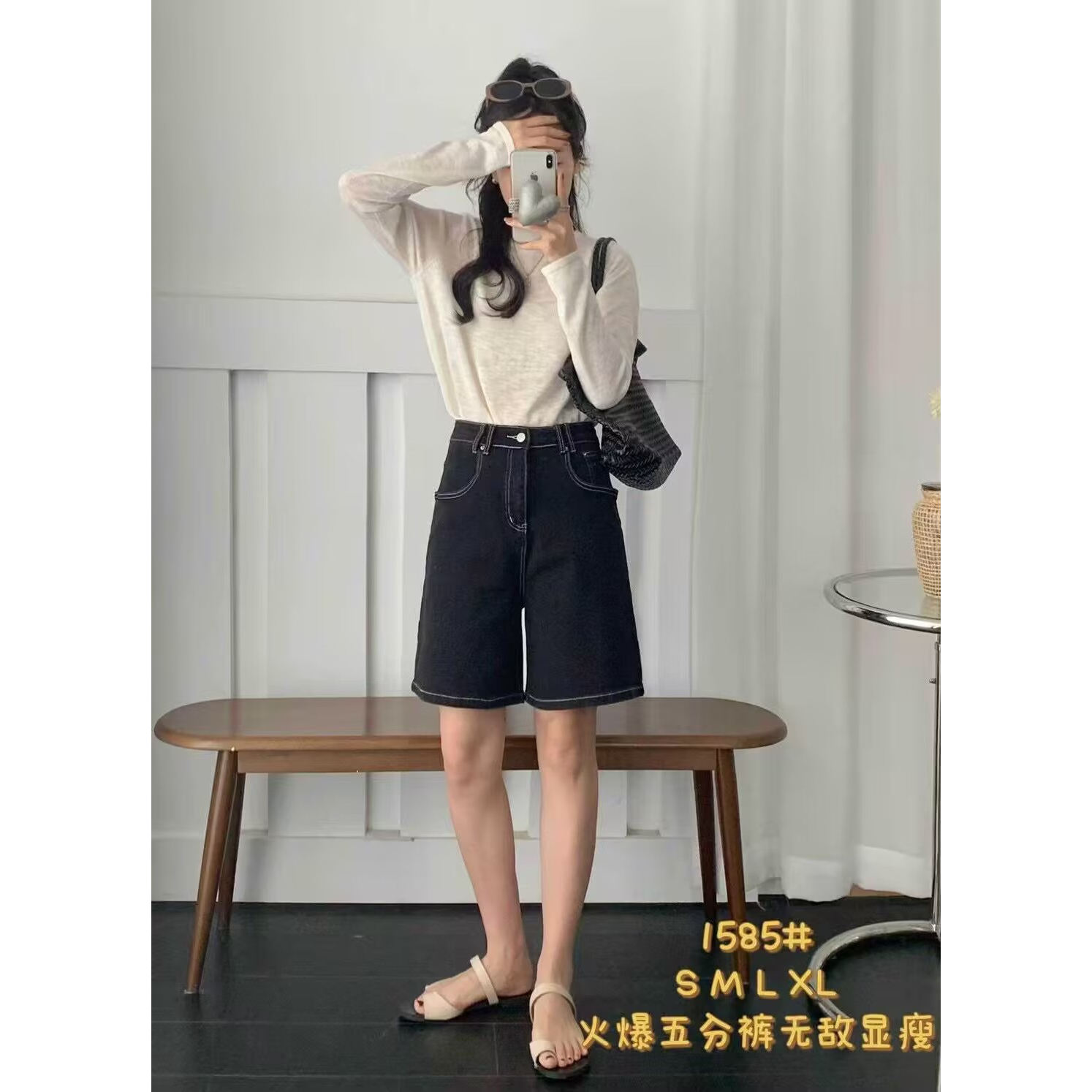 阔腿牛仔短裤女夏季新款高腰宽松显瘦百搭休闲五分裤直筒裤旺0.42