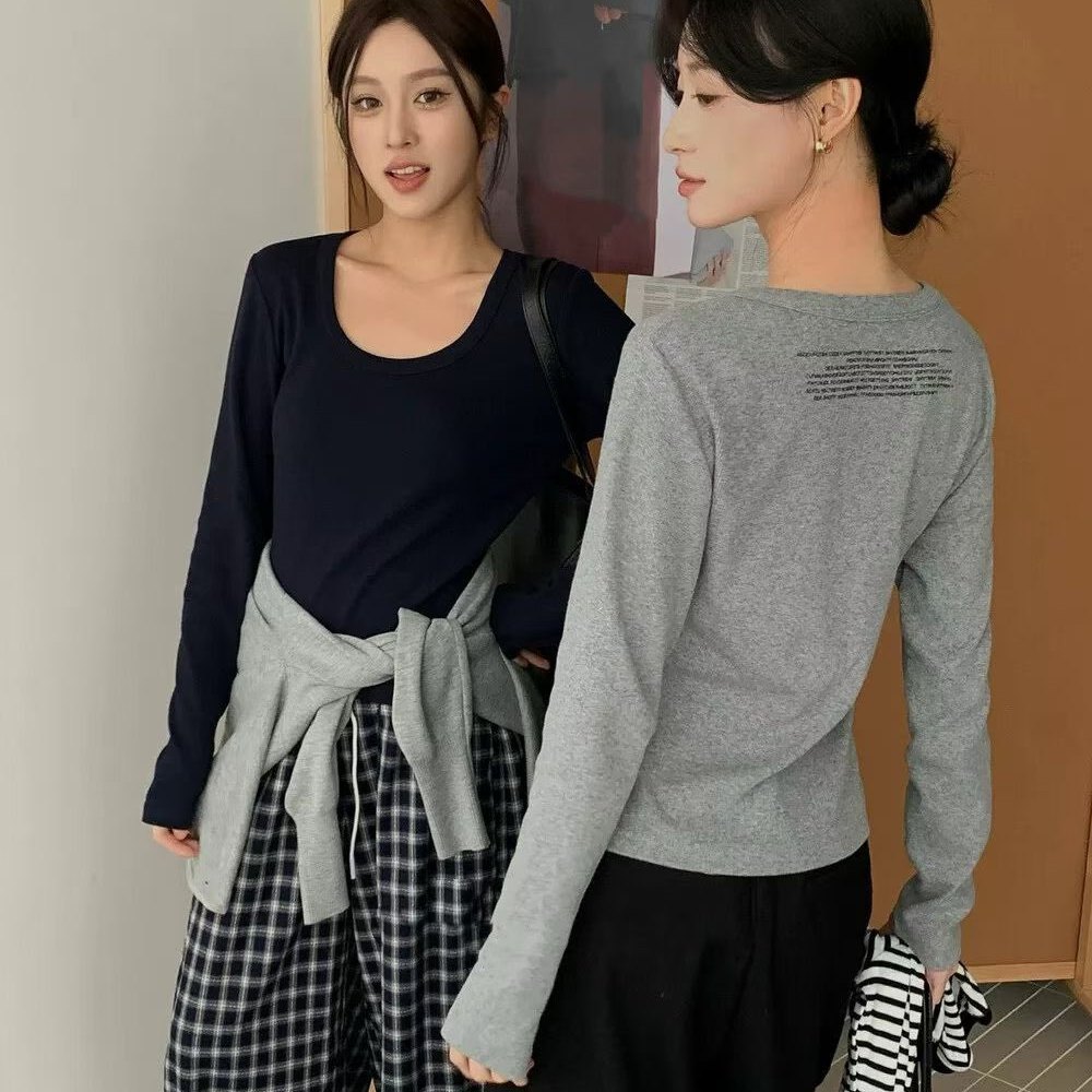 抓绒长袖T恤打底衫修身