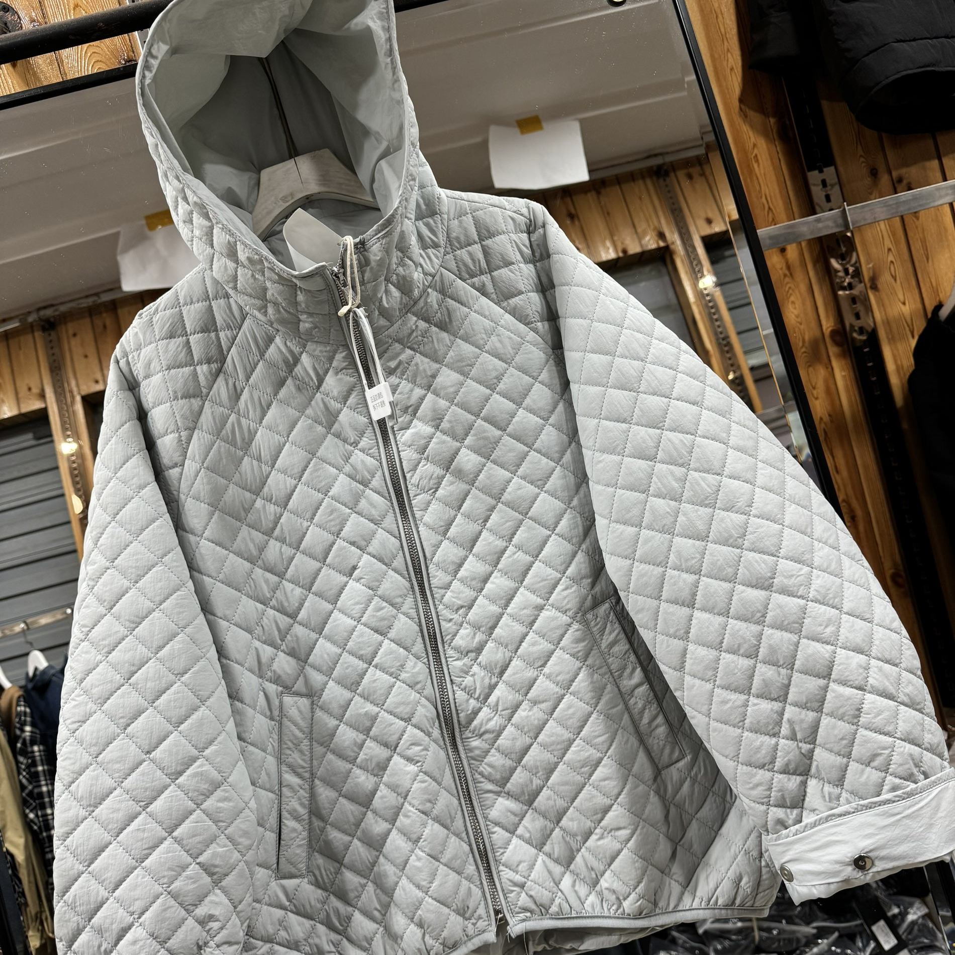 连帽菱格棉衣女秋冬新款韩版百搭宽松休闲轻薄保暖棉服磊0.44