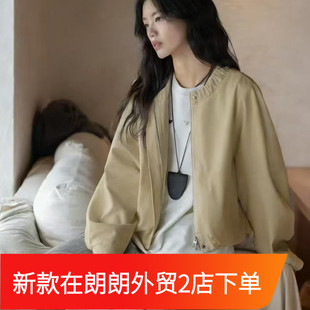 圆领拉链夹克短款外套女春季新小个子松弛感休闲韩版简约度0.53