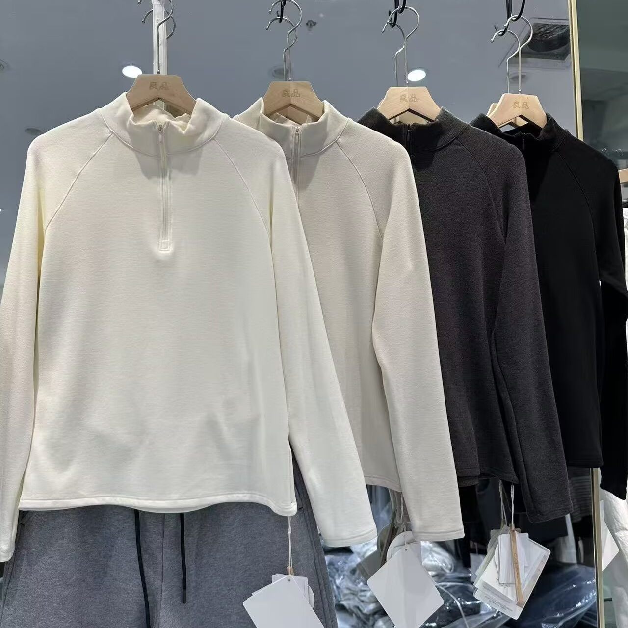 立领半拉链长袖T恤女冬季新款宽松显瘦休闲抓绒保暖打底衫良0.28