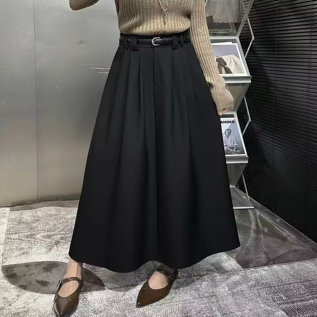 纯色半身裙中长款A字裙