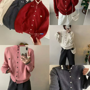 浣熊绒拼色半高领针织开衫女冬季新宽松显瘦百搭休闲毛衣焕0.45