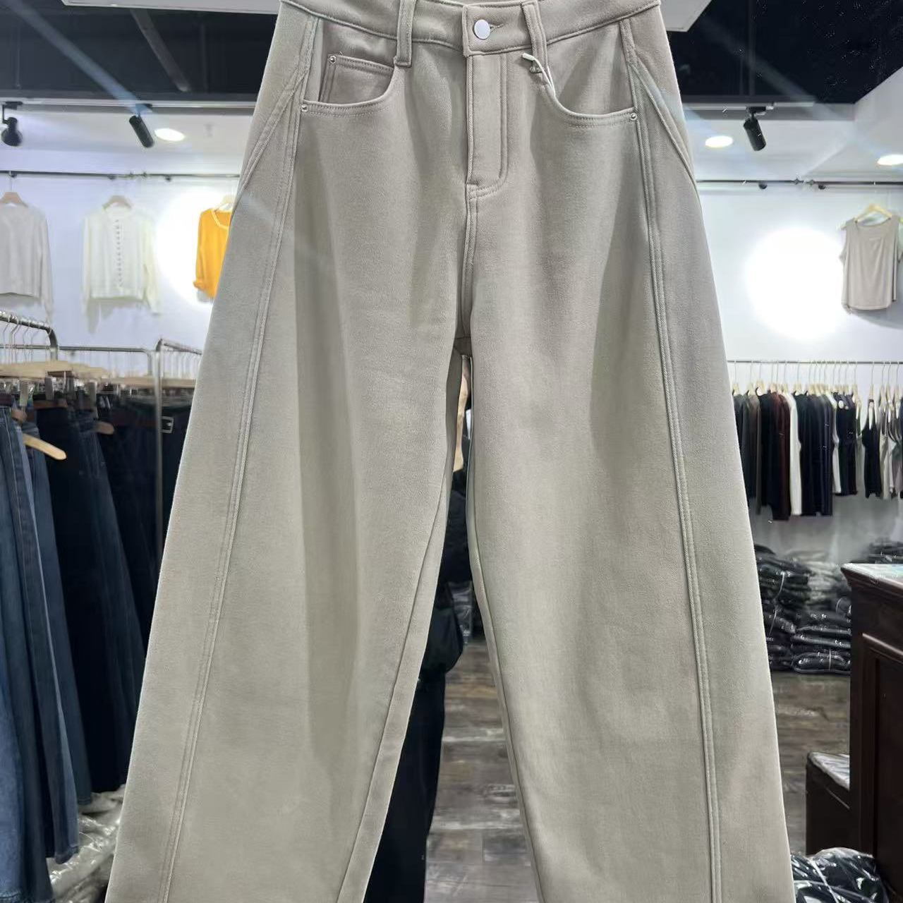 加绒加厚阔腿牛仔裤女冬季新款高腰宽松显瘦百搭休闲直筒裤0.91,女装/女士精品,牛仔裤,淘宝优惠券,粉丝福利购,淘宝优惠卷