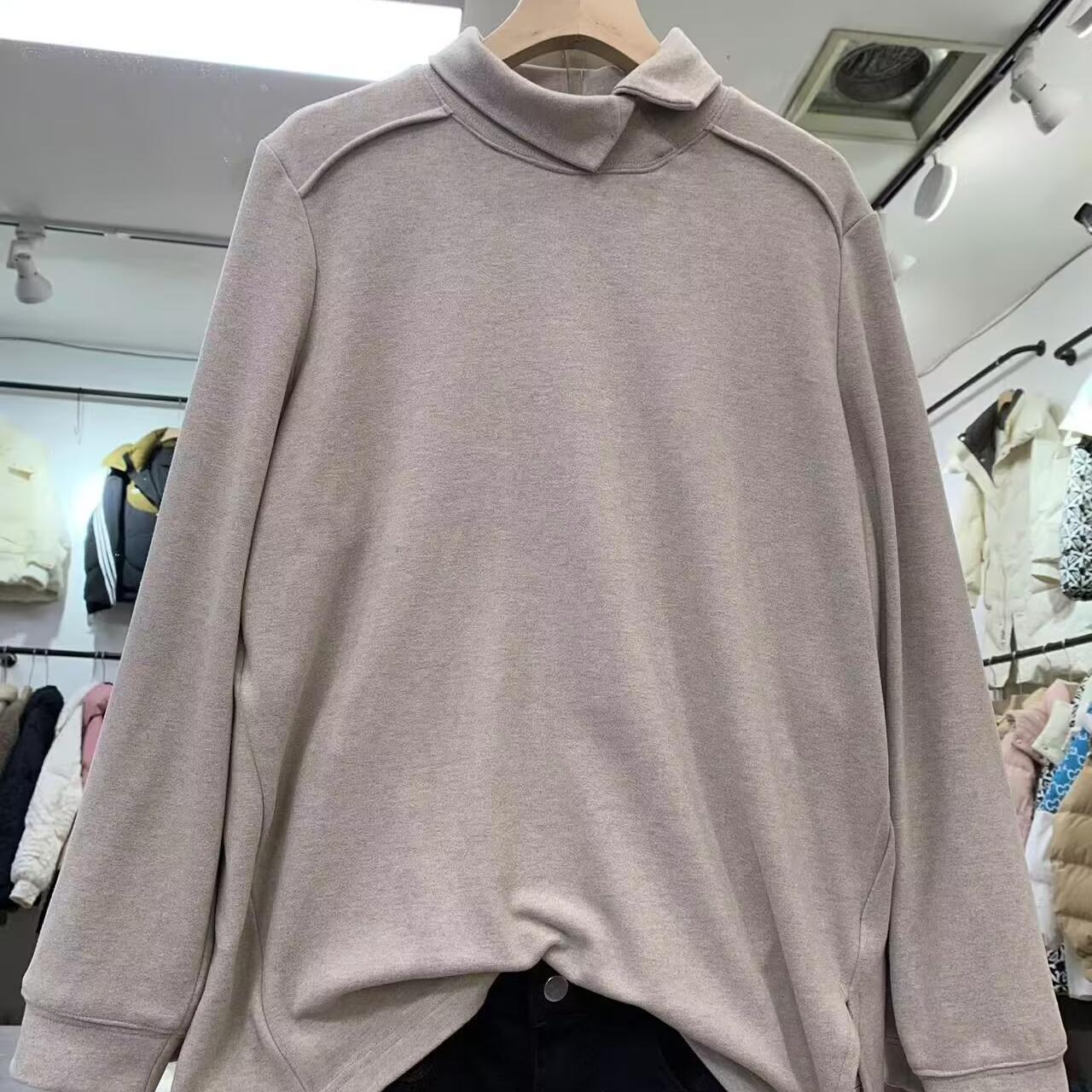 长袖开叉加厚德绒打底衫