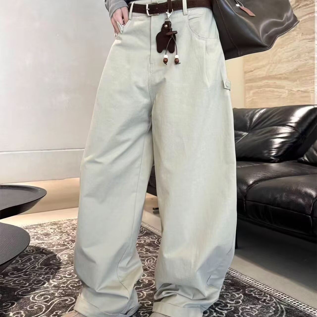 阔腿休闲裤女秋季新款高腰松紧宽松显瘦百搭休闲气球裤焕0.57,女装/女士精品,休闲裤,淘宝优惠券,粉丝福利购,淘宝优惠卷