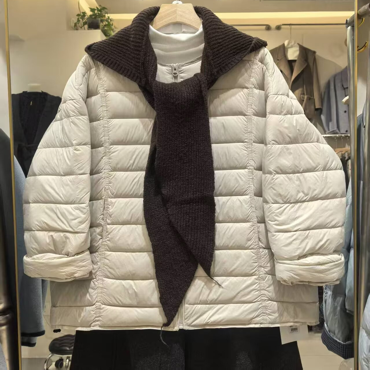 针织帽羽绒服女冬季新韩版圆领百搭宽松显瘦加厚保暖外套雪0.66