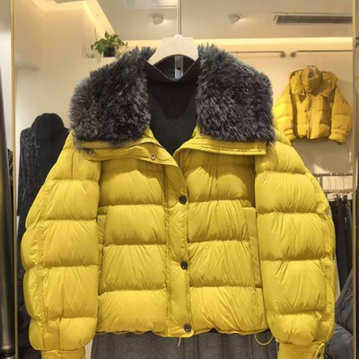 羊羔毛翻领羽绒服女冬季新款韩版显瘦百搭休闲加厚保暖外套雪0.56