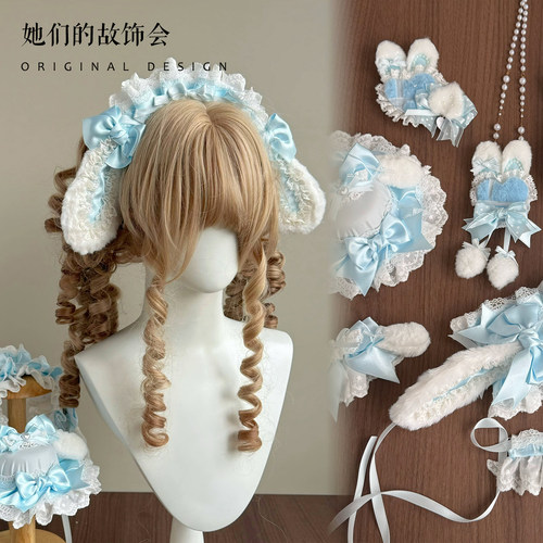 大狗耳手作小物她们的故饰会草莓天使Lolita发带兔耳狗丝带兔子KC