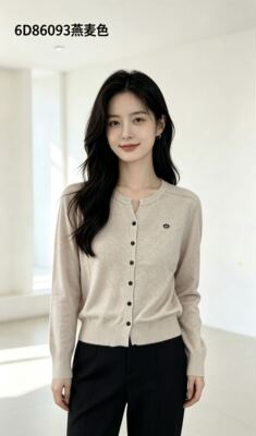 2026秋冬新款圆领开衫针织开衫女宽松百搭长袖毛衣外套