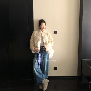 仿托卡环保皮草冬装 韩女杏子米 毛毛大衣韩系小女人 韵 崇福衫