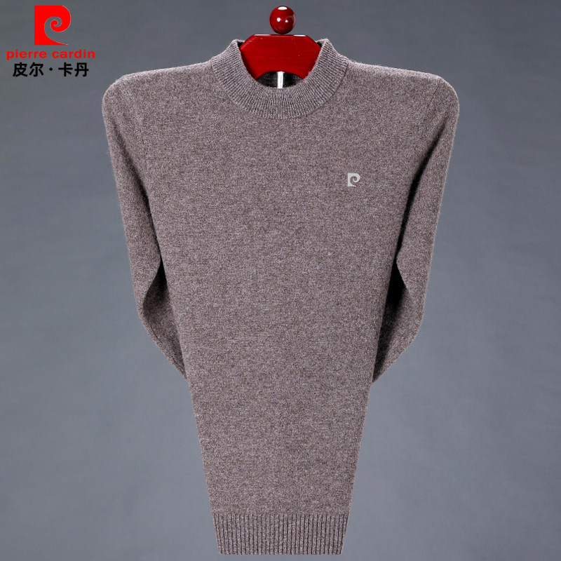 皮尔卡丹100纯羊绒衫男半高领加厚毛衣打底衫大码中年男士针织衫