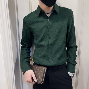 轻奢长袖 男士 衬衫 潮牌韩版 网红痞帅衬衣春秋上衣 2022新款 修身 秋季