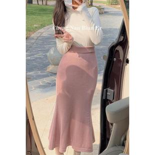 城南边儿11.1人鱼公主粉色仿棉针织鱼尾裙后开 3件 11.9开89元