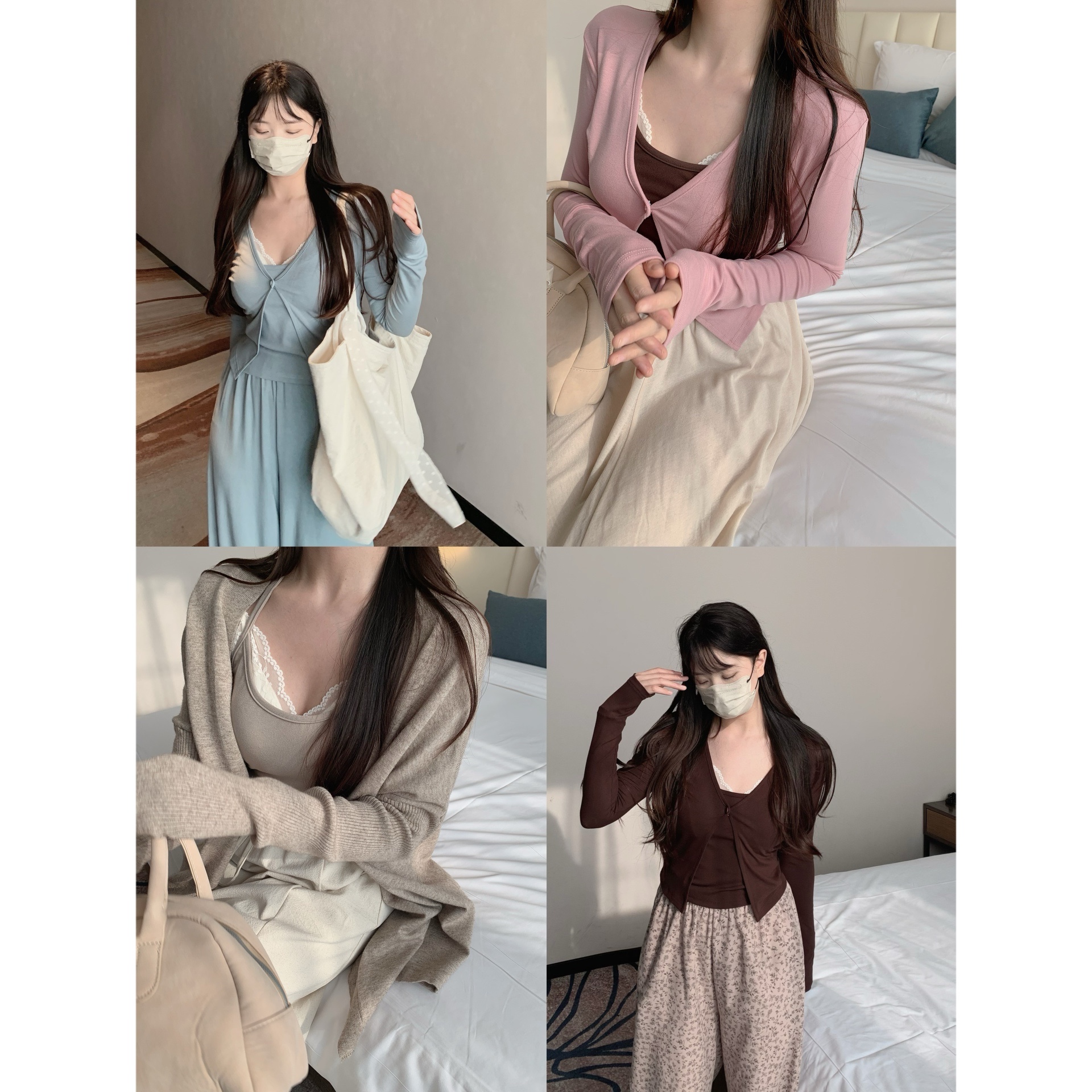 8.28套系一粒扣开衫挂脖背心