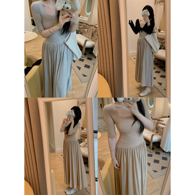 城南边儿8.10优可丝质感简约大圆领中袖连衣裙宽松\修身两个版型